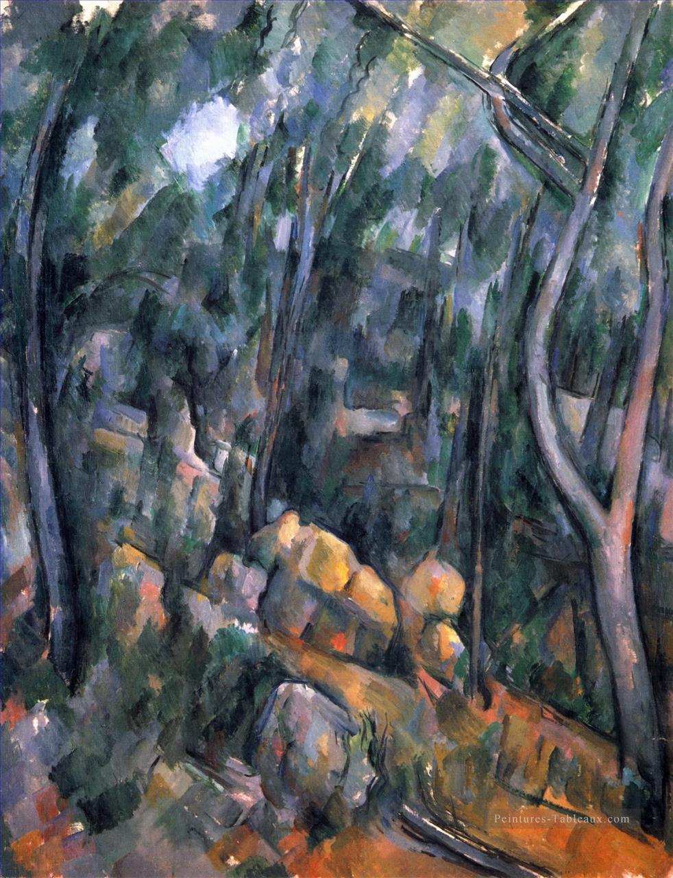 Forêt près des grottes rocheuses au dessus du Château Noir Paul Cézanne Peintures à l'huile